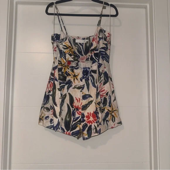 Astr Painted Floral Tie Front Romper - Picture 4 of 4